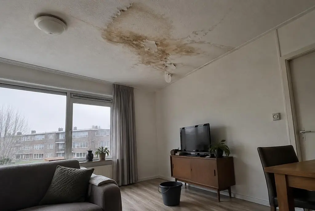 Lekdetectie Blaricum – vochtplek op het plafond onder een badkamer